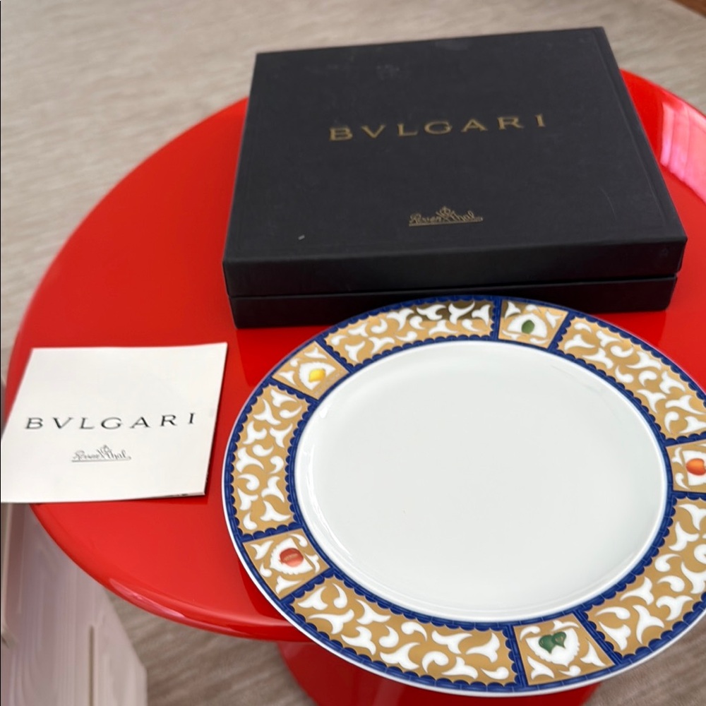 Bulgari Elegant Blue and Gold Dining Plate